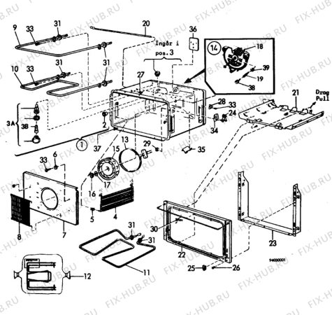 Взрыв-схема плиты (духовки) Husqvarna Electrolux QC608F - Схема узла H10 Main Oven Cavity (large)